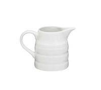 White Ceramic Milk Gravy Churn Jug 20oz/Pint- Classic Farmhouse Cream & Milk Server, Rustic Tableware for Tea, Coffee & Breakfast, Durable Gloss Finish, Dishwasher Safe, Ideal for Home & Café Use