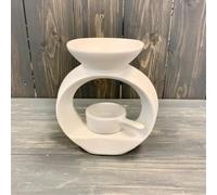 White Ceramic Oil Burner 13cm Tealight Holder Wax Melt Warmer Fragrance Home Decor Festive Gift