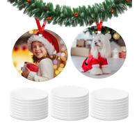White Ceramic Ornament - Sublimation Blank Decoration, Blank Ceramic Round Hangers | 25 Blank Pieces for Sublimation Ornaments Customizable, Christmas Ornaments Customize
