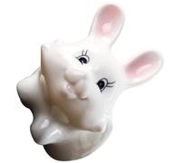 White Ceramic Plant Pot Rabbit Shape Small Cactus Planter for Indoor Desktop with Simple Miniature Design Suitable for Home Adornment