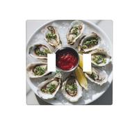 White Ceramic Plate Filled with Fresh Oysters Double Gang Toggle Light Cover Wall Plate Switch Decor Standard Size - 11.4x11.4cm