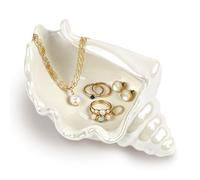White Ceramic Seashell Jewellery Dish Trinket Tray, Vanity Gift for Women