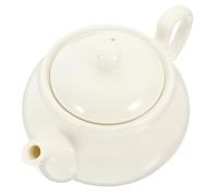 White Ceramic Teapot with Lid, Traditional Kung Fu Tea Kettle | Porcelain Finish, Smooth Plain Surface, Comfortable to Hold Form, for Green Tea, Office Use, Friends Gathering