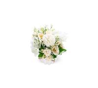 White Ceramic Vase Artificial Flowers - Realistic Hydrangea & Rose Silk Arrangements for Home Decor, Wedding Table & Windows