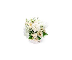 White Ceramic Vase Artificial Flowers - Realistic Hydrangea & Rose Silk Arrangements for Home Decor, Wedding Table & Windows