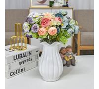 White Ceramic Vase Flower Vase Trumpet Flare Decorative Flowers Vases Wedding Table Piece Centrepiece Minimalist Modern Home Decor Ornament Tall 20cm, Decoration Gift