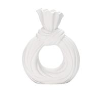 White Ceramic Vase for Home Decor, Round Matte Pampas Flower Vases, Unique Bow Design Decorative Ceramic Vase, Modern Boho Flower Vase for Living Room Office Home Table Decor