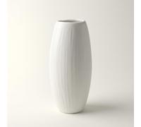 White Ceramic Vase for Pampas Grass, 25cm Modern Minimalist Oval Matte Pottery Vases for Home Decor, Living Room, Centerpiece, Fresh & Dried Flowers
