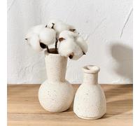 White Ceramic Vases Set of 2, Cute Boho Handcrafted Antique Decor, Mini Simple Nordic Style Aesthetic Decorative Flower Vases for Home Decor, Living Room, Bookshelf, Office, Entryway, Tuscan Decor