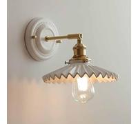 White Ceramic Wall Light Modern Adjustable Angle Wall Light Brass Base Wall Sconce Bedroom Lighting Hardwired Wall Lighting for Living Room Hallway Stairs Cafe Bathroom