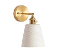 White Ceramic Wall Sconce Modern Brass Wall Light Fixture Adjustable Angle Bedside Reading Wall Lamp with Rotary Switch, d Indoor Hardwired Wall Sconces Lights For Bedroom Living Room