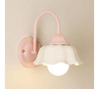 White Ceramic Wall Sconce Nordic Home Deco Lighting Fixture Modern Indoor Paint Iron Wall Lamp, Green/Pink/White Bedside Wall Sconces Modern Retro Bedroom Bathroom Art Wall Light, E27