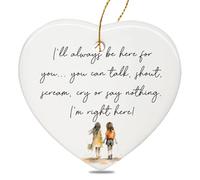 White Ceramics Heart Shaped Friendship Plaque for Women Birthday, Pocket Hug Encouragement Ornament for Bestie Present