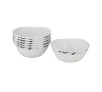 White Cereal Bowls Set 6 Breakfast Oatmeal Soup Dessert Pasta Square