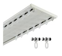 White/Champagne Ultra-thin Double Curtain Track Heavy Duty Ceiling Curtain Track System Silent Ceiling Mounted Room Divider for Bedroom Living Room Hotel Hospital(White,5.7m/18.7ft)