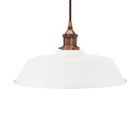 White Chancery Painted Dome Pendant Light With Antique Copper Lamp Holder And Brown Twisted Cable - Se Home