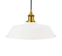 White Chancery Painted Dome Pendant Light With Antique Gold Lamp Holder And Black Twisted Cable - Se Home