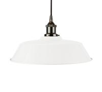 White Chancery Painted Dome Pendant Light With Black Nickel Lamp Holder And Black Round Cable - Se Home