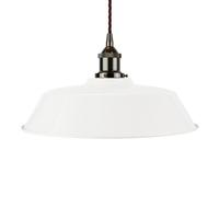 White Chancery Painted Dome Pendant Light With Black Nickel Lamp Holder And Brown Twisted Cable - Se Home