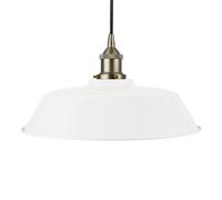 White Chancery Painted Dome Pendant Light With Brushed Chrome Lamp Holder And Black Round Cable - Se Home