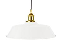 White Chancery Painted Dome Pendant Light With Gold Lamp Holder And Black Round Cable - Se Home