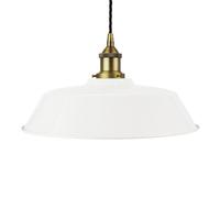 White Chancery Painted Dome Pendant Light With Matt Antique Brass Lamp Holder And Black Twisted Cable - Se Home