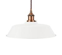 White Chancery Painted Dome Pendant Light With Matt Antique Copper Lamp Holder And Brown Twisted Cable - Se Home