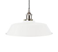 White Chancery Painted Dome Pendant Light With Nickel Lamp Holder And Grey Twisted Cable - Se Home