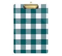 White Checked & Bold Teal Leaf Pattern Acrylic Clip Chalkboard Cute 5th Grade Teacher Essential Size 9x12