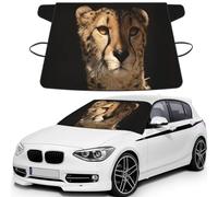 White Cheetah Printed, Car Windshield Cover, Protective Windscreen Cover - Snow Ice Sun UV Dust Water Resistant - Fit for Most Cars