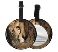 White Cheetah Printed,Luggage Tags Pu Leather Name Tag Travel Suitcase Identifier ID Tags Durable Baggage Label 2 pcs