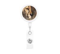 White Cheetah Printed, Retractable Badge Holder,Badge Reels Holder with ID Clip Alligator Clip