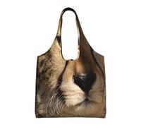 White Cheetah Printed,Reusable Tote Bags Grocery Bags Large Capacity Canvas Shopping Shoulder bag
