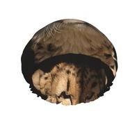 White Cheetah Printed,Shower Cap Nightcap Double Layer Waterproof Elastic Bath Cap Reusable Hair Cap