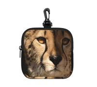 White Cheetah Printed, Square Zipper Storage Bag, Neoprene Coin Purse, Small Wallets, Change Pouch, Change Purse