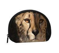 White Cheetah Printed, Women's Storage Bag Shell Makeup Bag Small Coin Purse Shell Change Pouch