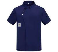 White Chef Jackets Professioanl Jacket Black Chefs Short Sleeve Shirt Personalised Professional Safety Protective Long Sleeve/Short for Men (Navy, L)