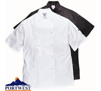 White Chefs Jacket Short Sleeve in Black too Restaurant & Catering Unisex C733