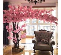 White Cherry Blossom Tree,Artificial Pink Cherry Blossom Tree Real Wood Stems Stunning Artificial Replica,For Wedding Event Indoor Outdoor Party Restaurant,001,2x1.5m/6.6x4.9ft