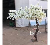 White Cherry Blossom Tree Real Wood Stems - Stunning 6ft Artificial Replica for Wedding Party Decor - By Artificial Cherry/Pear Blossom Trees