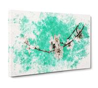 White Cherry Blossom Vol.2 Watercolour Modern Canvas Wall Art Print Ready to Hang, Framed Picture for Living Room Bedroom Home Office Décor, 20x14 Inch (50x35 cm)