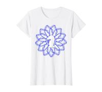 White Chess Knight in Blue Geometric Star Shapes Mania Value Graphic T-Shirt, Women, White, L
