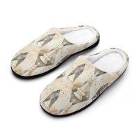 White Chess Pieces Checkmate Breathable Slippers Women Slip On Winter Warm House Slippers Shoes Bedroom 9-10(40-41)