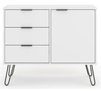White Chest Wardrobe Sideboard TV Unit Coffee Table - Hairpin Legs - Augusta