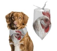 White Chicken Dog Bandana Triangle Dog Scarf Washable Polyester Dog Bibs Cute Pet Bandana for Medium Large Dogs Puppy and Cats