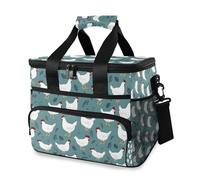 White Chicken Leaves Cooler Bag Thermal Insulated Picnic Lunch Bag Box Large Cool Bag for Beach Picnic Camping Travel Men Women