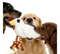 White Chicken Plush Rope Dog Toy with Squeaker for Medium Large Dogs, Durable Multi Texture Interactive Chew and Tug of War Toy, Cotton Rope and Soft Fabric Biting Toy for Play Training (White-1pc)