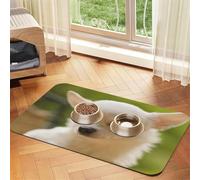 White Chihuahua Dog Face,Waterproof Pet Feeding Mat,PU Leather Placemats for Cat Dog Water Bowl,Food Mats,30x45cm
