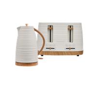 White China Clay Kettle and Toaster Set