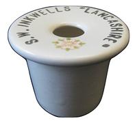 White China school desk inkwell ink pot insert with advertisement LANCASHIRE